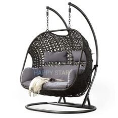 Iron Happy Star Outdoor Furniture Double Seater Swing
