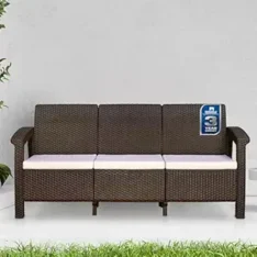 Hafeesaw Fabs Cast Iron Outdoor Garden Bench with 8 FRP Streep (3 Seater)
