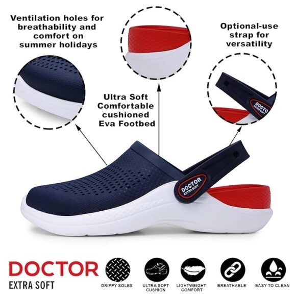 DOCTOR EXTRA SOFT Men's Classic Casual Sports Clogs/Sandals with Adjustable Back Strap for Adult | Comfortable & Lightweight| Stylish & Anti-Skid| Waterproof & Everyday Use Mules for Gents/Boys D-513 - Image 5