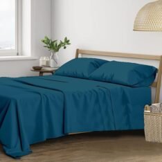 Trance Home Linen Pure 100% Cotton 400TC Plain King Size Bedsheet with 2 Pillow Covers (108 x 108 Inch | 9ft x 9ft, Teal)