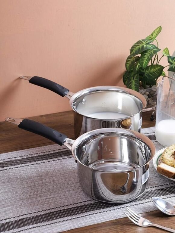 Aurum Stainless Steel Saucepan, 0.7 & 1.8 LTR, Set of 2
