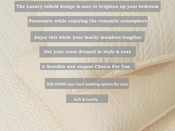 BSB HOME® 100% Microfiber Ultrasonic 280 Tc Solid King Size Quilted Bed Cover/Bedsheet with 2 Pillow Covers, (Luxurious, Beige 90X100 Inches, 254X228 Cm) - Image 2