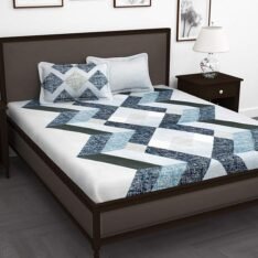 Story@Home Bedsheet for King Size Bed | Cotton Bedsheet | Abstract Bed Sheet with 2 King Size Pillow Covers (270 x 270 cm, Blue) | Perfect for Home Decor | 240TC