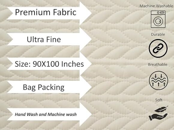BSB HOME® 100% Microfiber Ultrasonic 280 Tc Solid King Size Quilted Bed Cover/Bedsheet with 2 Pillow Covers, (Luxurious, Beige 90X100 Inches, 254X228 Cm) - Image 4