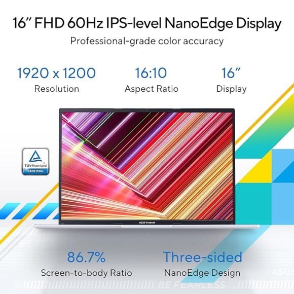 ASUS Vivobook 16, Intel Core i5-12500H, 16GB RAM, 512GB SSD, FHD+ 60Hz 300Nits, 16", Windows 11, MS Office Home, Transparent Silver, 1.88KG, X1605ZAC-MB541WS, Fingerprint, 42Whr Battery Laptop - Image 3