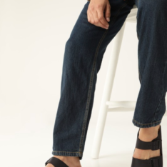 Arizona Black Regular Width Birko-Flor Two-Strap Sandals