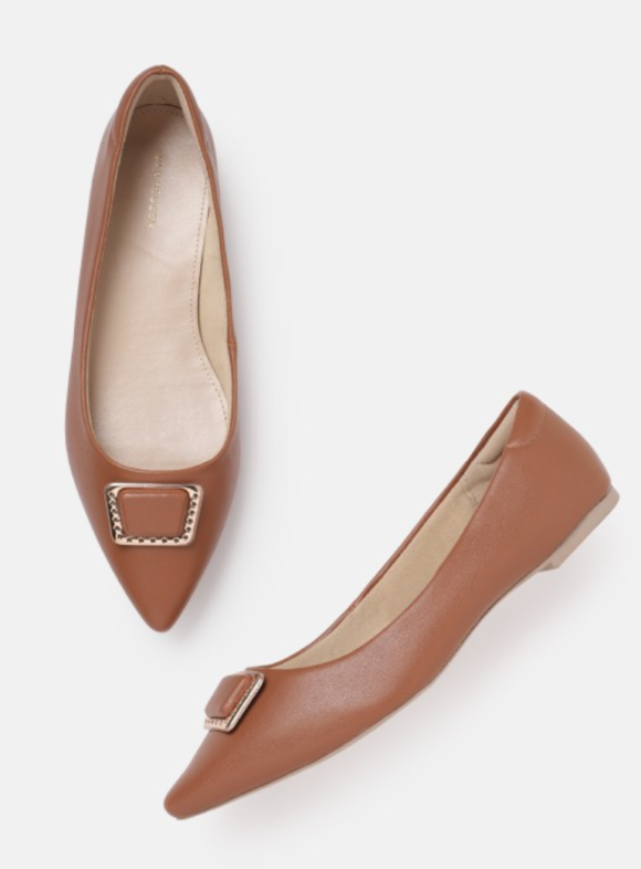 Open Toe Flats with Metal Detail