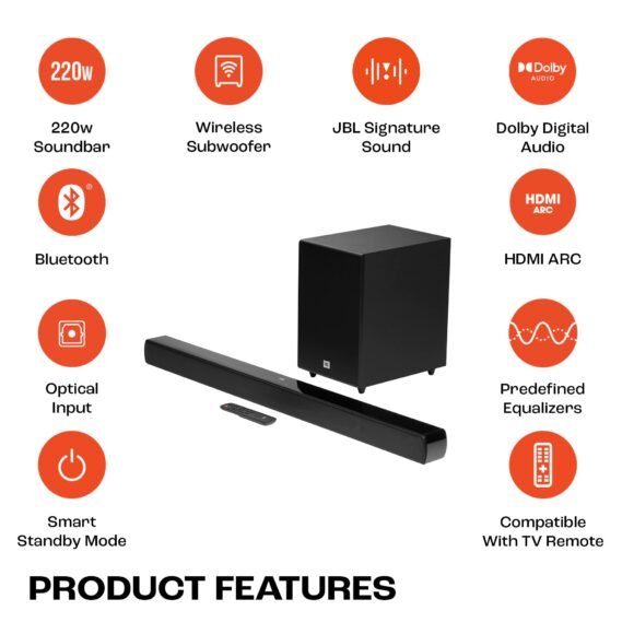 JBL Cinema SB271, Dolby Digital Soundbar with Wireless Subwoofer for Extra - Image 2
