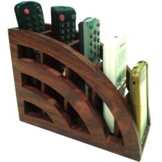 AS HOME CRAFT Handcrafted Wooden Remote Stand - Medium Size, Brown, Inside