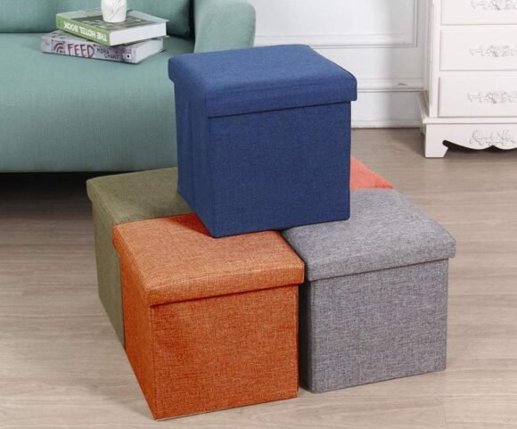 ALMAND Fabric Living Foldable Storage Bins Box Ottoman Bench Containe