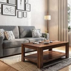 Sheesham Wood Coffee Table with Honey Finish, Living Room End Table