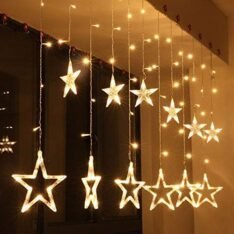 Desidiya 12 Stars 138 Led Curtain String Lights Window Curtain Lights with 8 Flashing Modes Decoration for Christmas,