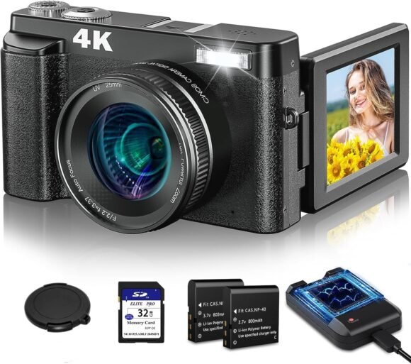 AiTechny 4K Digital Camera For Autofocus Photography, 48Mp 128 GB