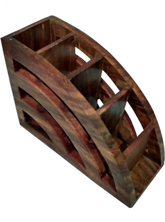 AS HOME CRAFT Handcrafted Wooden Remote Stand - Medium Size, Brown, Inside - Image 2