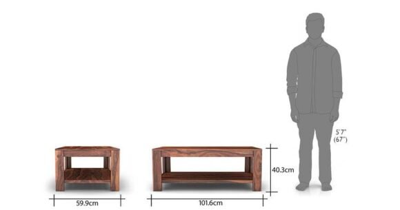 Sheesham Wood Coffee Table with Honey Finish, Living Room End Table - Image 2