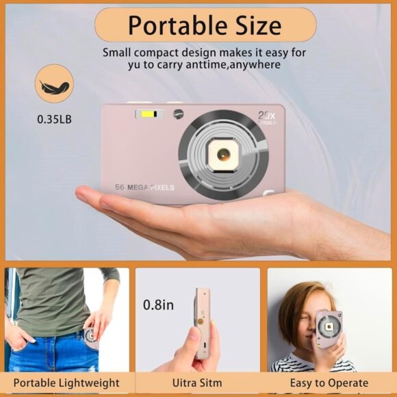 4K Digital Camera for Photography, 56MP Point and Shoot Camera with Autofocus, - Image 2