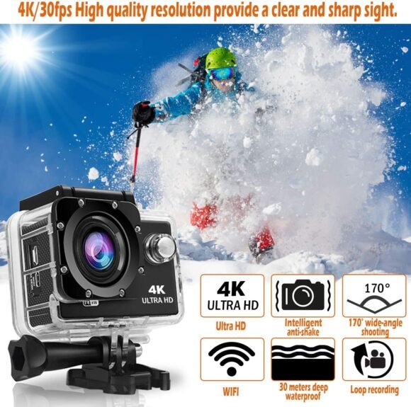 V88R® 16MP 4K HD Digital Action Camera Supports HDMI & Wi-Fi Camera for Photography - Image 2