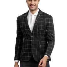 Turtle Men Knitted Checkered Dark Grey Blazer