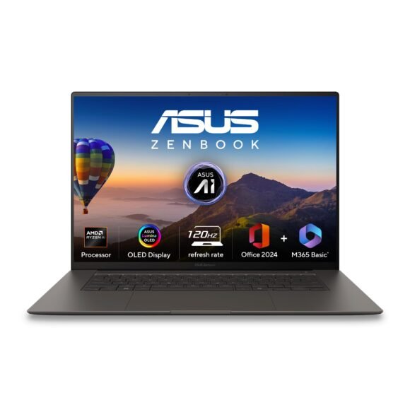 ASUS Zenbook S16,16" Touch Screen,3K OLED,AMD Ryzen AI 7 Octa Core 350,Copilot+ AI PC(24GB/1TB/AMD Radeon iGPU/Windows 11/M365 Basic(1Year)*/Office Home