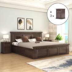 SONA ART & CRAFTS Solid Sheesham Wood Queen Size Bed with Storage | Wooden Queen Size Cot Bed | Double Be