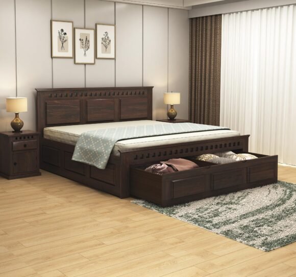 SONA ART & CRAFTS Solid Sheesham Wood Queen Size Bed with Storage | Wooden Queen Size Cot Bed | Double Be - Image 2