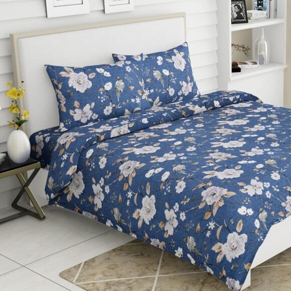 Haus & Kinder 100% Cotton Bedsheets for King Size Bed,186 TC Soft Cotton