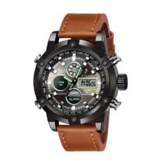 Sylvi Analogue-Digital Luxury Black Dial Leather Strap Multi-Functional Casual
