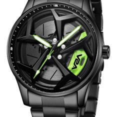 V2A Vortex Series Rolling Wheel Men’s Analog Watch Open Dial Stainless Steel Watch – Car Wheel